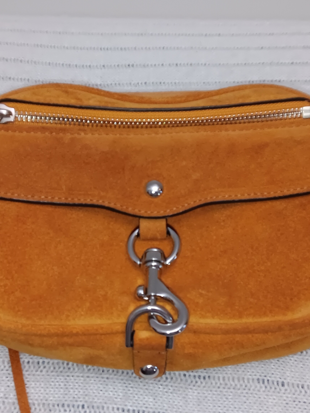 Rebecca Minkoff Suede Shoulder Bag in Mustard Orange